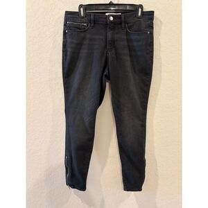 Athleta Sculptek Skinny Jeans Black Faded Ankle Zip Denim Pants Womens 10P